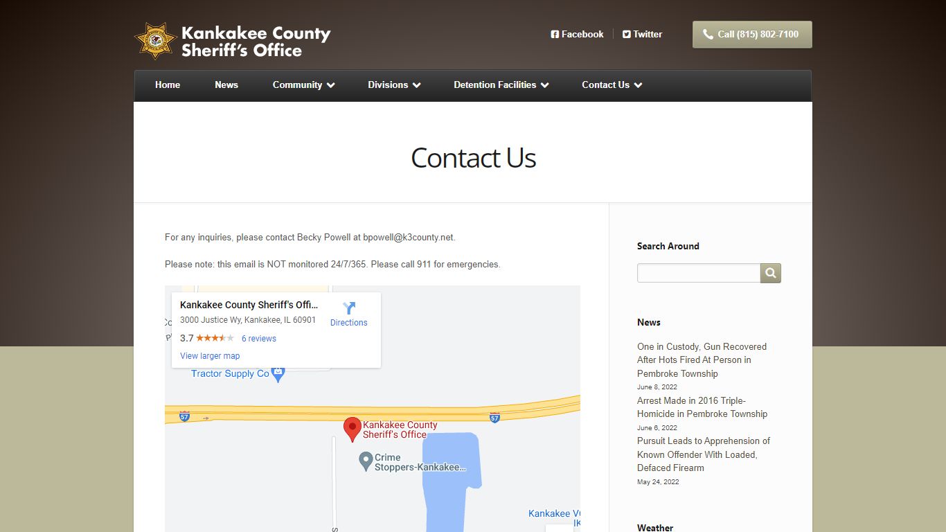 Contact Us | Kankakee County Sheriff